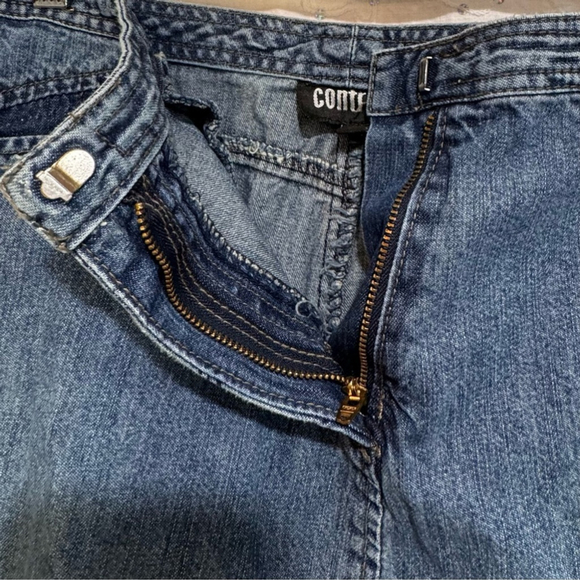 Vintage Early 90s Contrast Denim Maxi Pencil Skirt Back Slit Pockets Size 11 EUC - Picture 3 of 7